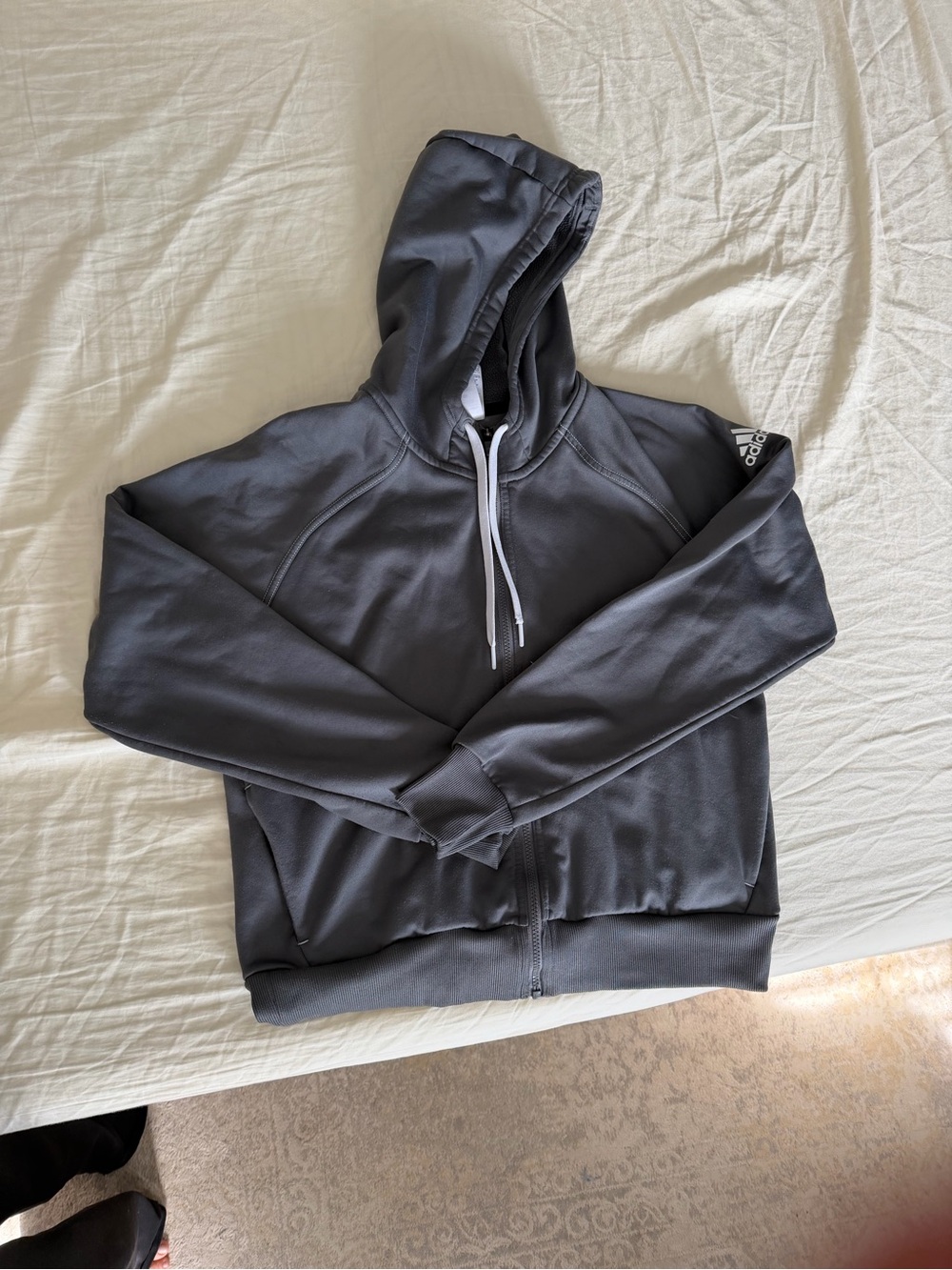 Adidas Womens Charcoal Gray Full-Zip Hoodie Sweater